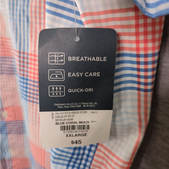 St. John's Bay Performance Classic Fit Short Sleeve Plaid Button-Down Shirt - Picture 10 of 11